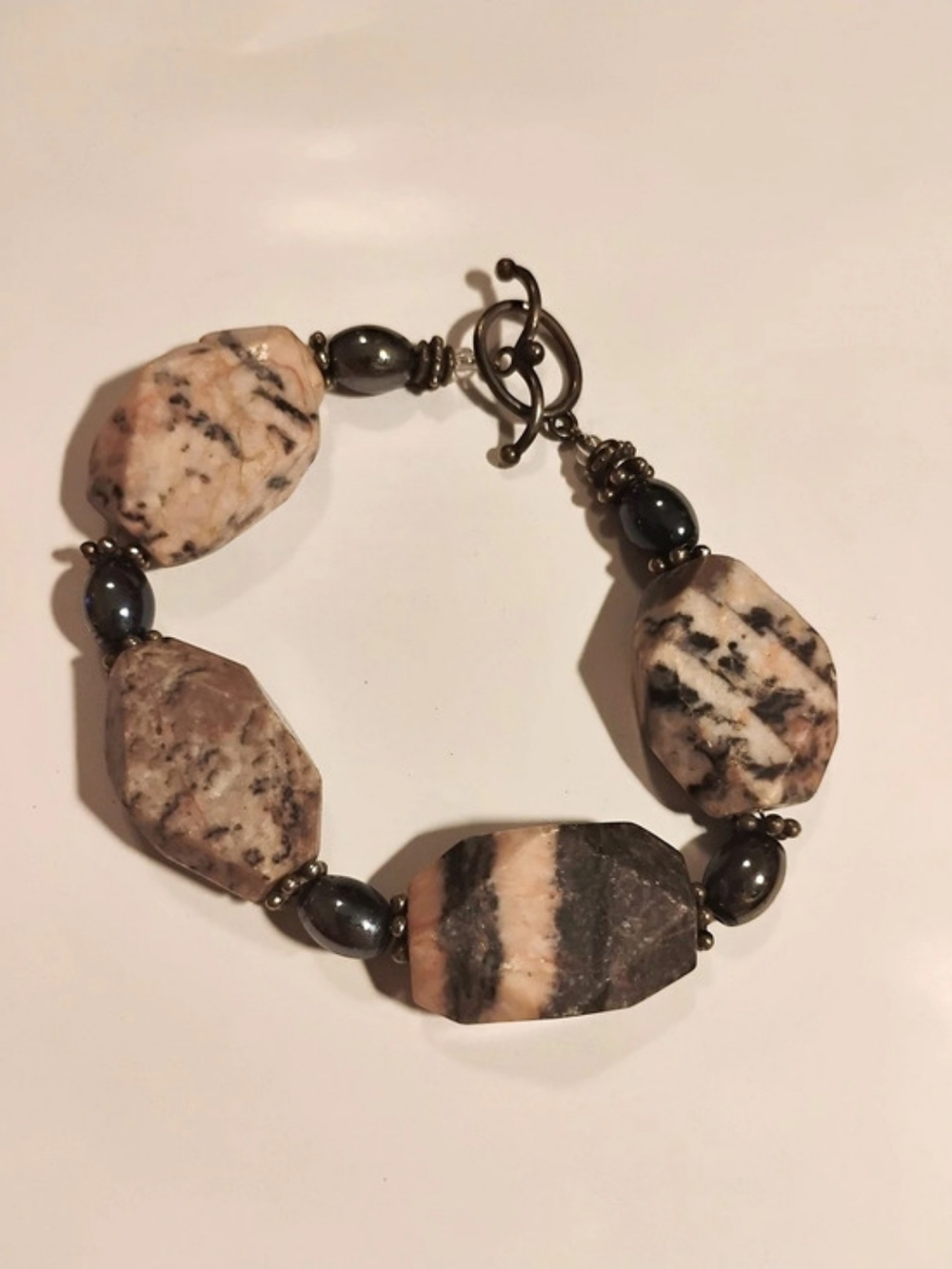 Natural Stone Beaded Toggle Bracelet